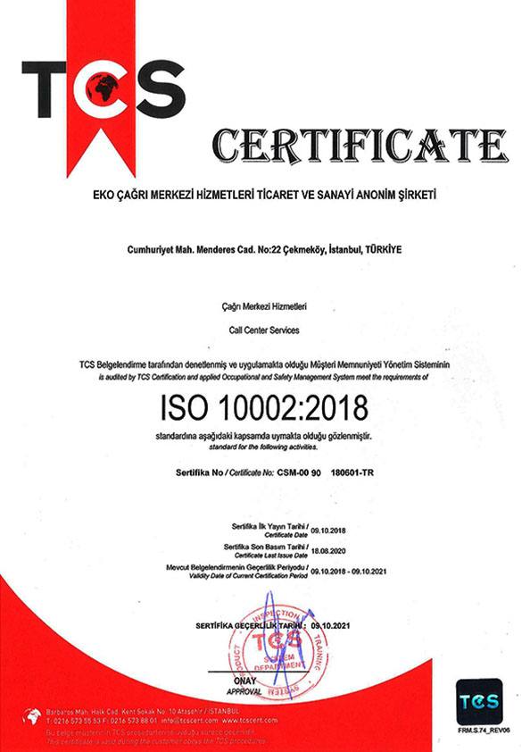 ISO 12002:2018 Müşteri Memnuniyeti Yönetim Sistemi